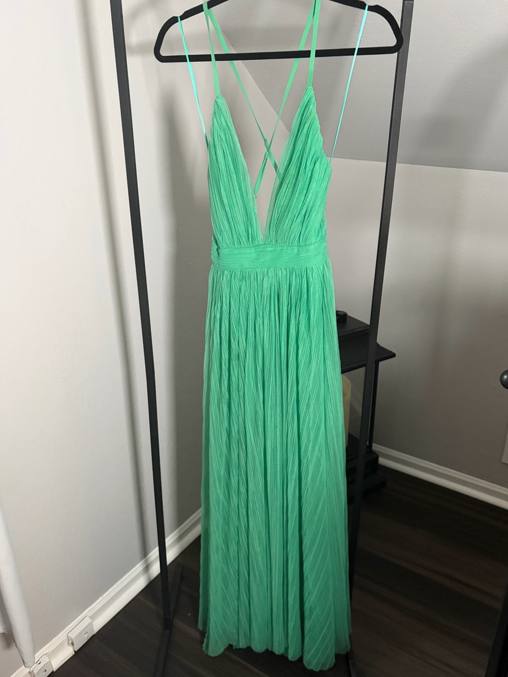LUXXEL PLUNGE V-NECK MAXI DRESS